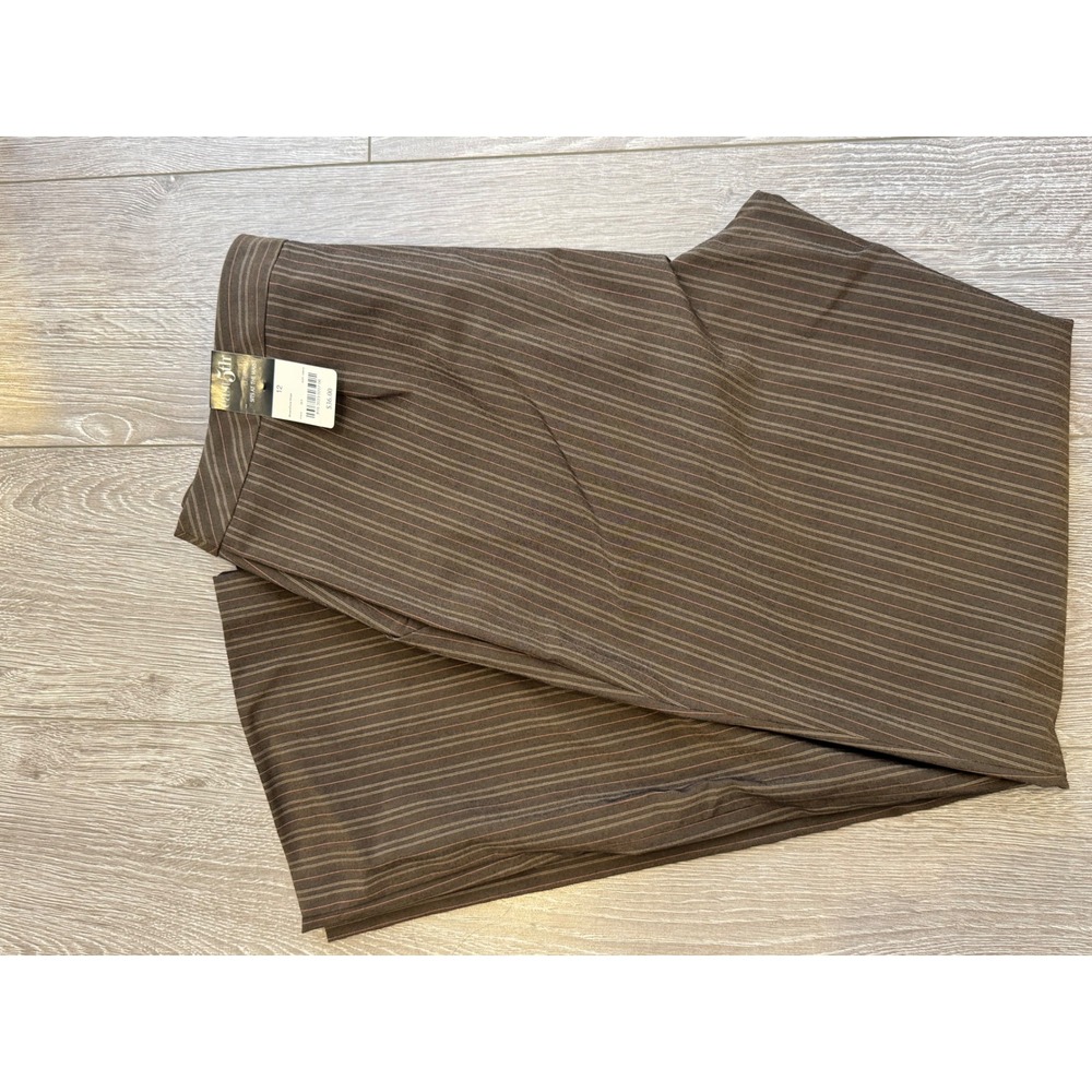 Y2K Vintage Womens 12 Brown Coral Pinstripe Classic Fit Trousers Dress Pants